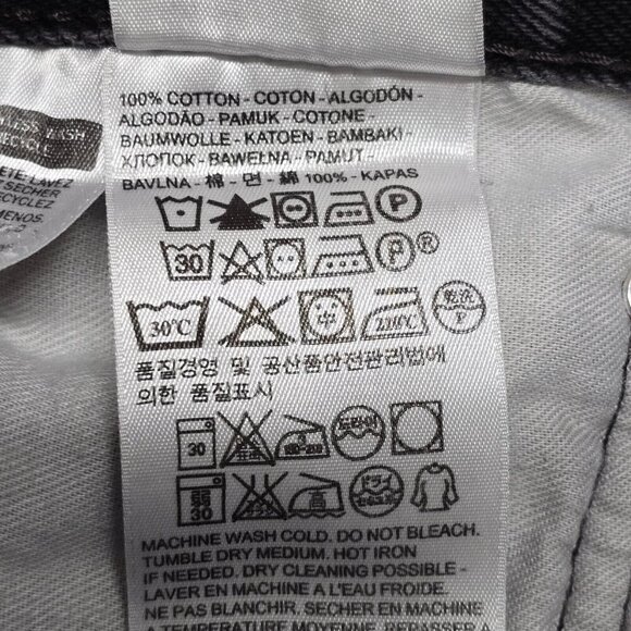 Levi’s 505 Jeans Mens 36x34 (Fits 34x31) Black Straight Denim‎ Grunge Streetwear - Picture 7 of 13